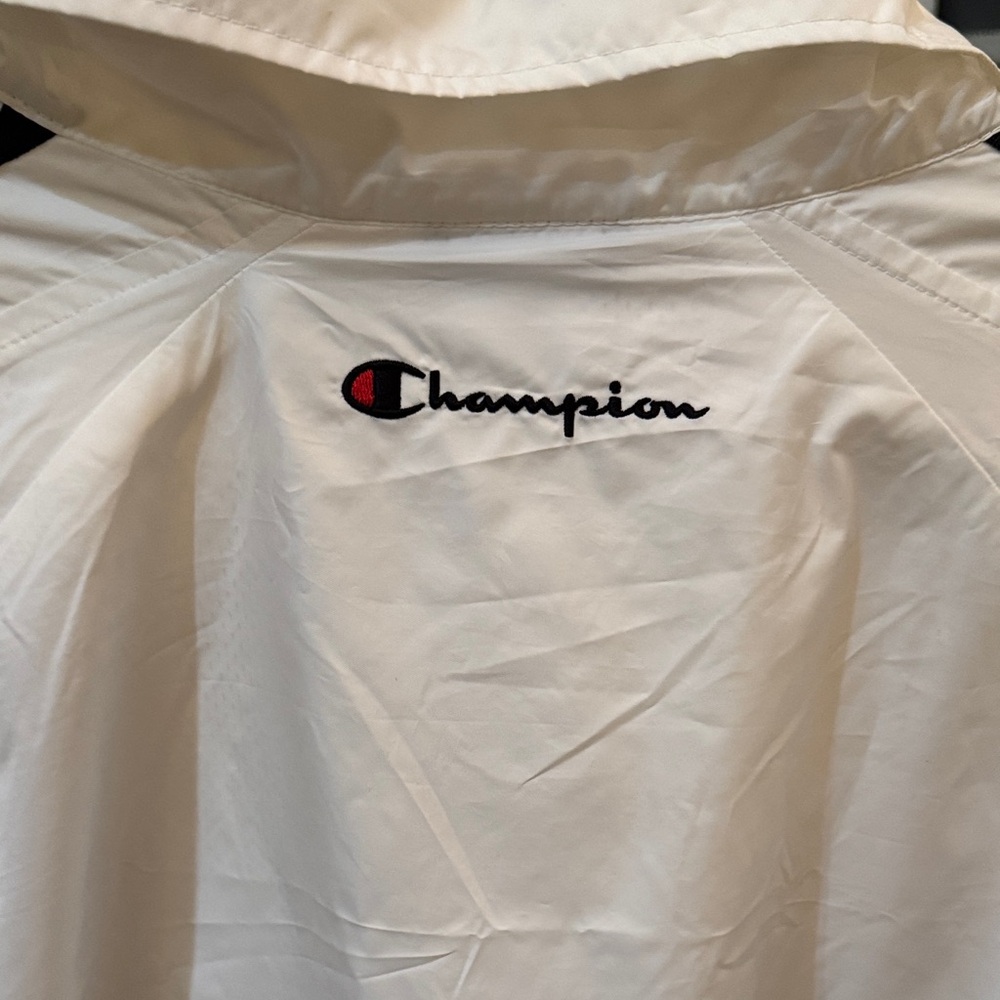 Champion White Windbreaker Jacket with Black and Red Logo - Picture 4 of 5